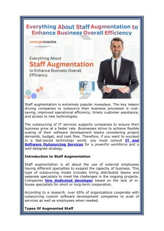 Everything About Staff Augmentation to Enhance Business Overall Efficiency