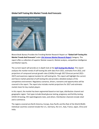 Global Self-Testing Kits Market Trends And Forecasts