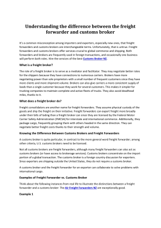 Understanding the difference between the freight forwarder and customs broker