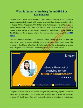 What is the cost of studying for an MBBS in Kazakhstan?