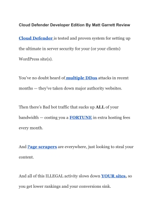 Cloud Defender Developer Edition By Matt Garrett Review