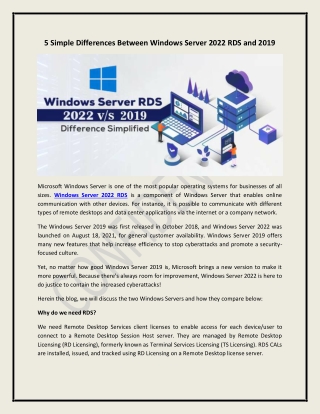 Microsoft Windows Server 2022 RDS and 2019