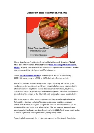 Global Plant-based Meat Market 2022-2028