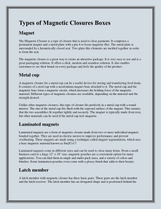 Types of Magnetic Closures