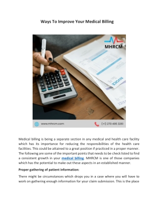 Ways To Improve Your Medical Billing