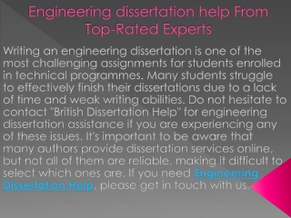 Engineering dissertation help From Top-Rated Experts