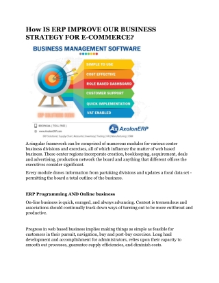 How IS ERP IMPROVE OUR BUSINESS STRATEGY FOR E-COMMERCE