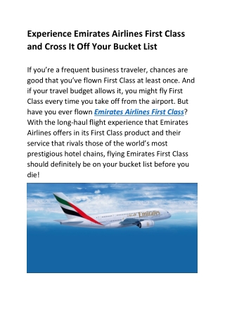 Experience Emirates Airlines First Class and Cross It Off Your Bucket List