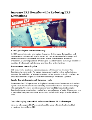 Increase ERP Benefits while Reducing ERP Limitations