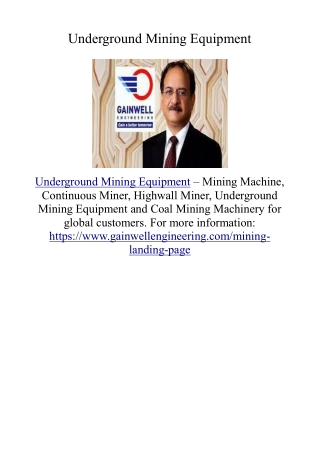Underground Mining Equipment