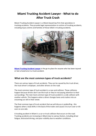 Miami Trucking Accident Lawyer - What to do After Truck Crash