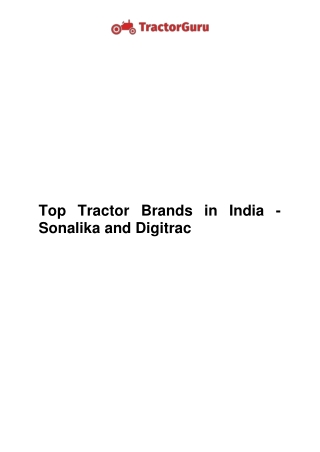 Top Tractor Brands in India - Sonalika and Digitrac   