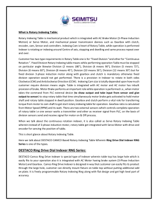 DESTACO CAMCO Rotary Indexing Ring  RNG Series with its selection Parameters