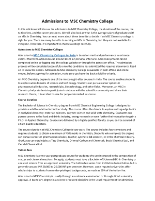 Admissions to MSC Chemistry College