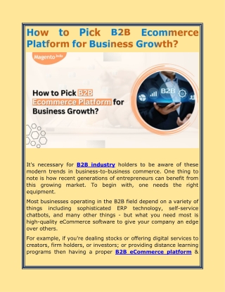 How to Pick B2B Ecommerce Platform for Business Growth