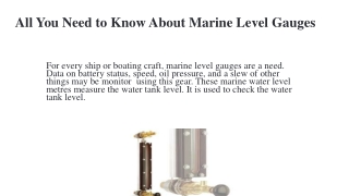 All You Need to Know About Marine Level Gauges
