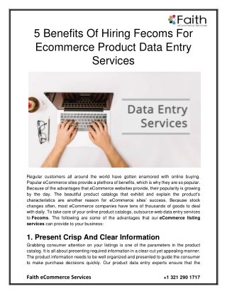 5 Benefits Of Hiring Fecoms For Ecommerce Product Data Entry Services