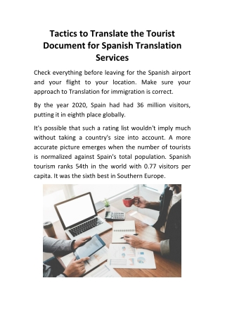 Tactics to Translate the Tourist Document for Spanish Translation Services