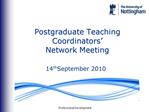 Postgraduate Teaching Coordinators Network Meeting