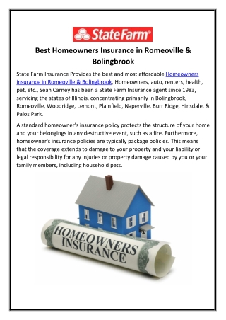 Best Homeowners Insurance in Romeoville & Bolingbrook
