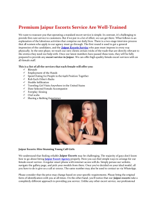 Premium Jaipur Escorts Service are well