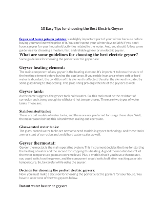 10 Easy Tips for choosing the Best Electric Geyser