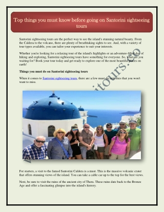 Top things you must know before going on Santorini sightseeing tours