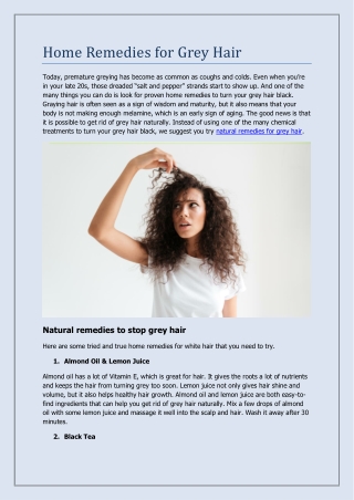 Home Remedies for Grey Hair