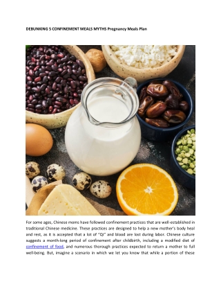 DEBUNKING 5 CONFINEMENT MEALS MYTHS Pregnancy Meals Plan