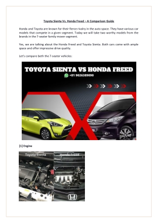 Toyota Sienta Vs Honda Freed – A Comparison Guide