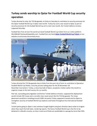 Turkey sends warship to Qatar for Football World Cup security operation
