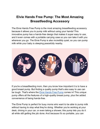 Elvie Hands Free Pump: The Most Amazing Breastfeeding Accessory