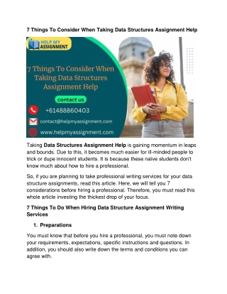 7 Things To Consider When Taking Data Structures Assignment Help