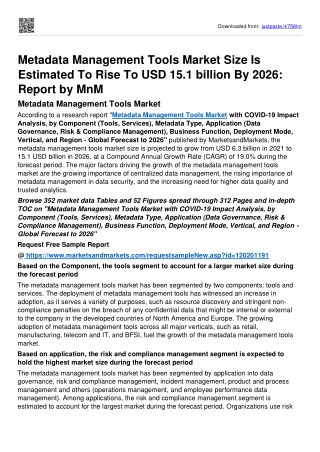 Metadata Management Tools Market Is Poised To Grow At A CAGR of 19.0% to 2026