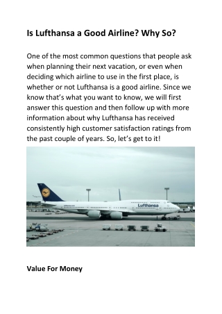 Is Lufthansa a Good Airline