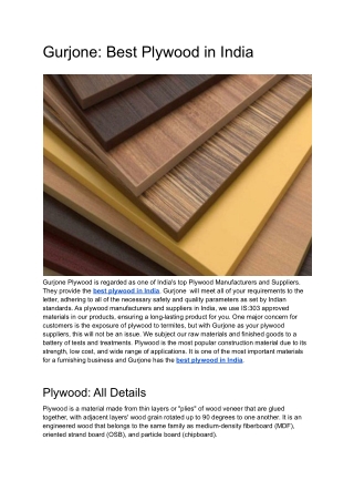 Gurjone_ Best Plywood in India
