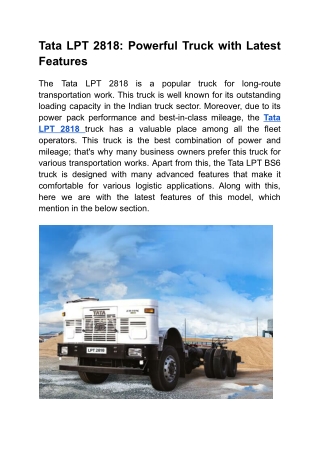 Tata LPT 2818 BS6 Truck