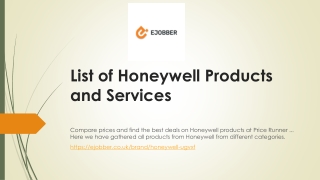 List of Honeywell Products and Services