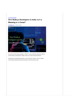 Hire Node.js Developers in India Is it a Blessing or a Curse
