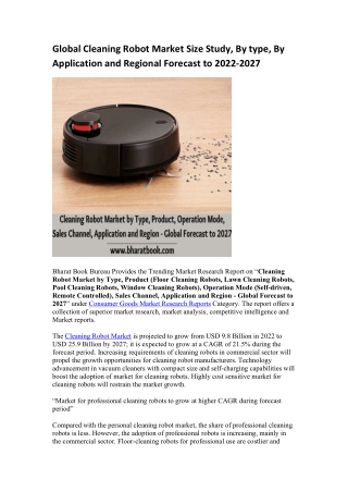 Global Cleaning Robot Market Research Report 2022-2027
