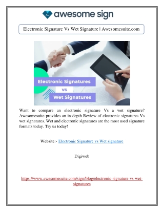 Electronic Signature Vs Wet Signature | Awesomesuite.com