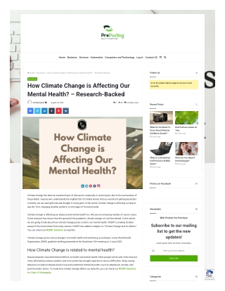 Why mental health is a priority for action on climate change?