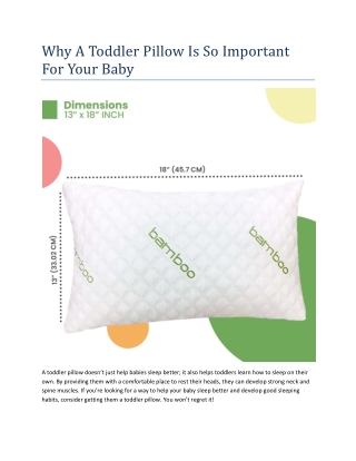 Why A Toddler Pillow Is So Important For Your Baby( 17-10-2022) 342934293, HLFDLDLEL,