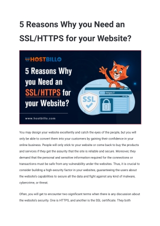 5 Reasons Why you Need an SSL/HTTPS for your Website?