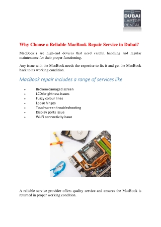 Why Choose a Reliable MacBook Repair Service in Dubai