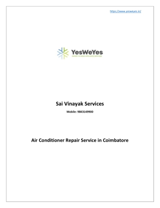 Best Air Conditioner Repair in Vadavalli, Coimbatore