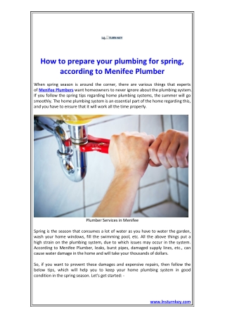 How to prepare your plumbing for spring, according to Menifee Plumber