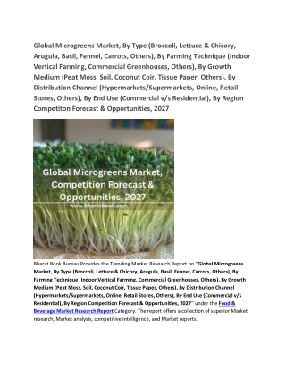 Global Microgreens Market, Competition Forecast & Opportunities, 2027