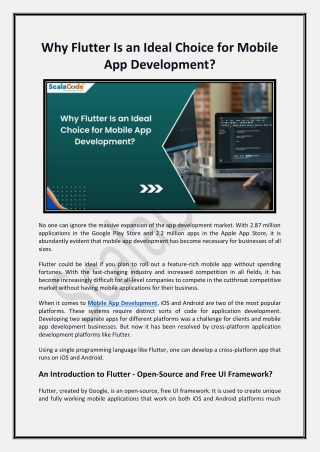 Why Flutter Is an Ideal Choice for Mobile App Development | ScalaCode