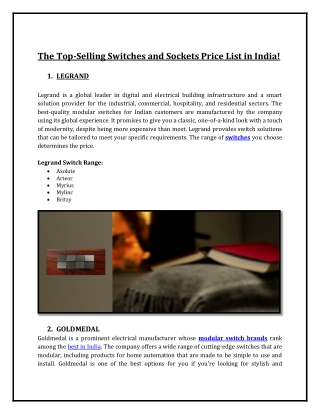 The Top-Selling Switches and Sockets Price List in India!